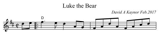 Luke the Bear - staff notation