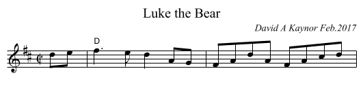 Luke the Bear - staff notation