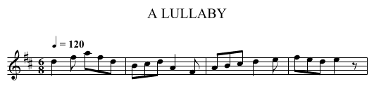 LULLABY, A - staff notation