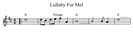 Lullaby For Mel - staff notation