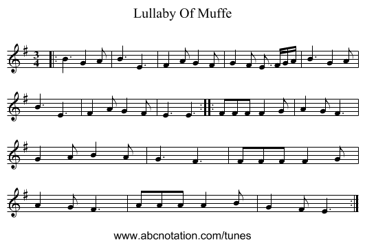 Lullaby Of Muffe - staff notation