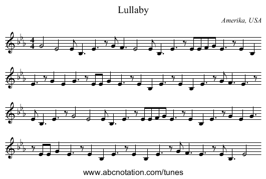 Lullaby - staff notation