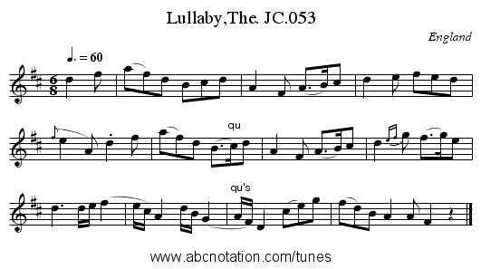 Lullaby,The. JC.053 - staff notation