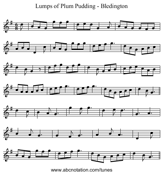 Lumps of Plum Pudding - Bledington - staff notation