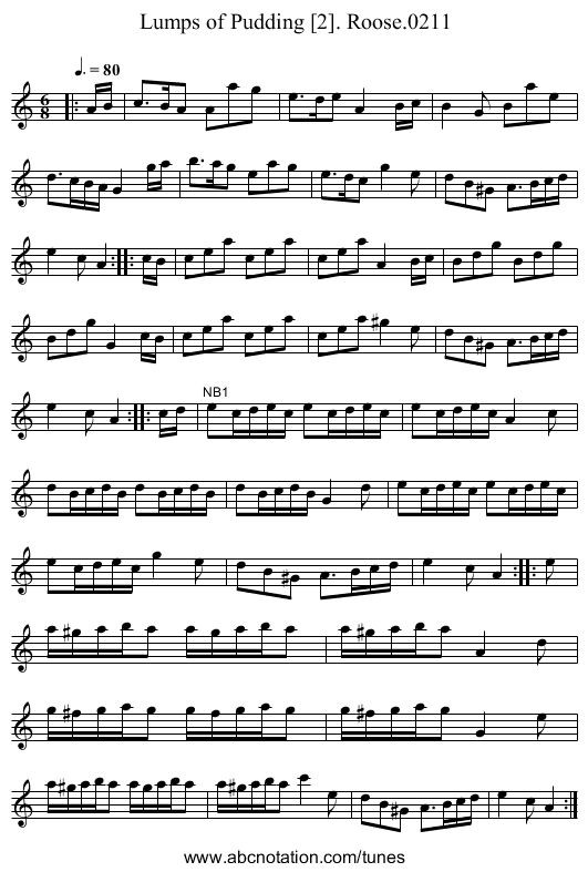 Lumps of Pudding [2]. Roose.0211 - staff notation