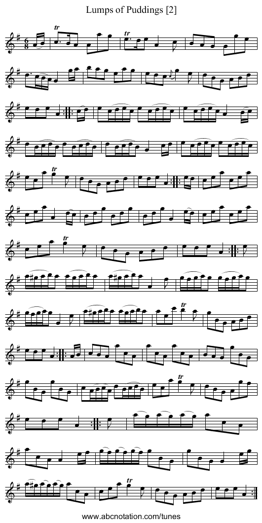 Lumps of Puddings [2] - staff notation