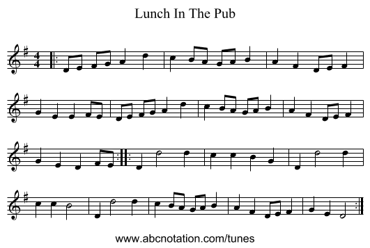 Lunch In The Pub - staff notation