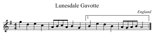 Lunesdale Gavotte - staff notation