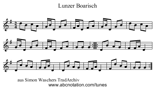 Lunzer Boarisch - staff notation