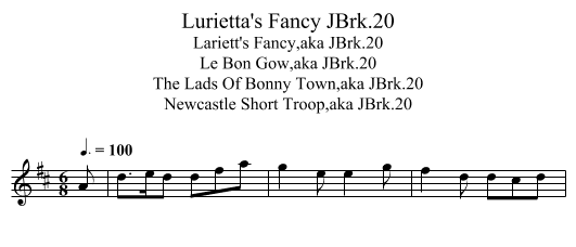 Lurietta's Fancy JBrk.20 - staff notation