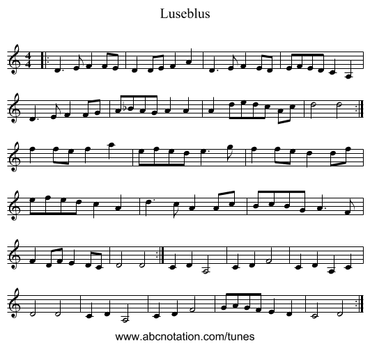Luseblus - staff notation