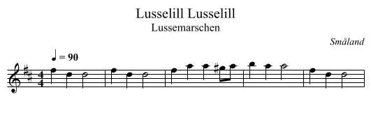Lusselill, Lusselill - staff notation