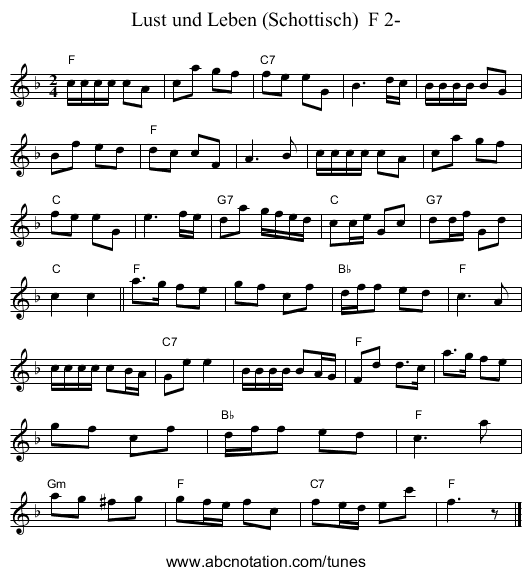 Lust und Leben (Schottisch)  F 2- - staff notation