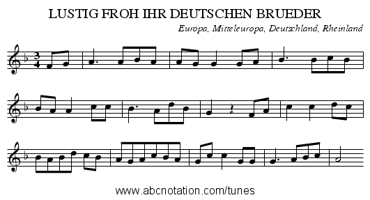 LUSTIG FROH IHR DEUTSCHEN BRUEDER - staff notation