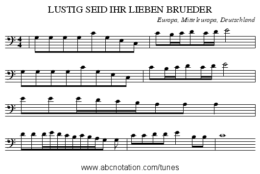LUSTIG SEID IHR LIEBEN BRUEDER - staff notation