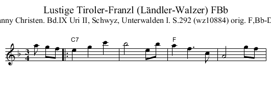 Lustige Tiroler-Franzl (L&auml;ndler-Walzer) FBb - staff notation
