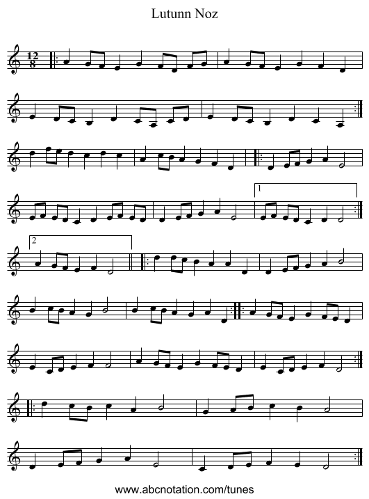 Lutunn Noz - staff notation