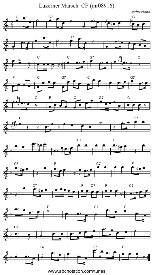 Luzerner Marsch  CF (mr08916) - staff notation