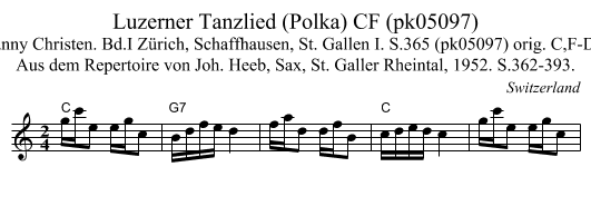 Luzerner Tanzlied (Polka) CF (pk05097) - staff notation