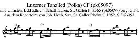 Luzerner Tanzlied (Polka) CF (pk05097) - staff notation