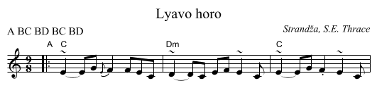 Lyavo horo - staff notation
