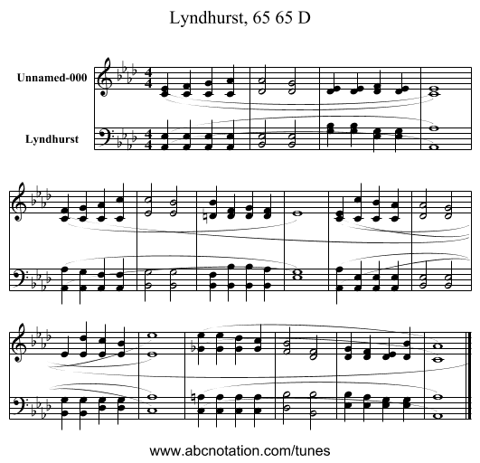 Lyndhurst, 65 65 D - staff notation
