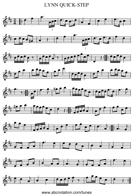 LYNN QUICK-STEP - staff notation