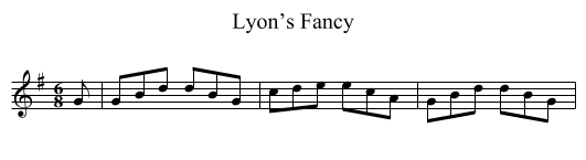 Lyon’s Fancy - staff notation