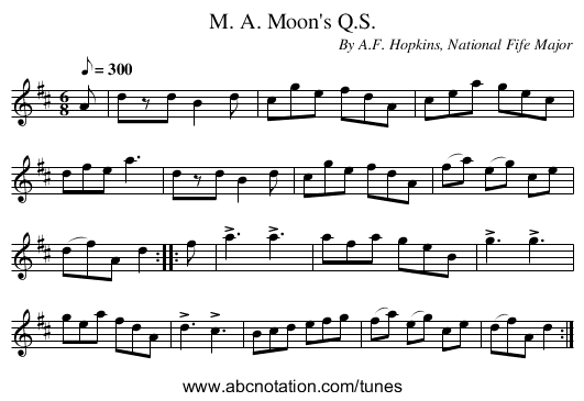 M. A. Moon's Q.S. - staff notation