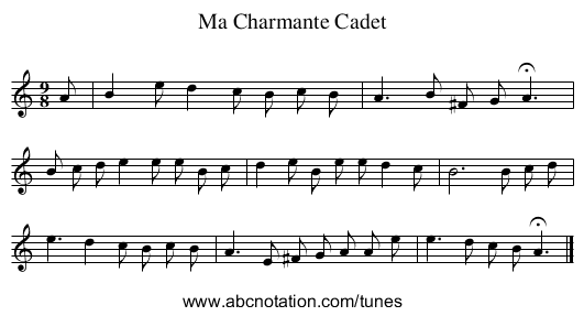 Ma Charmante Cadet - staff notation