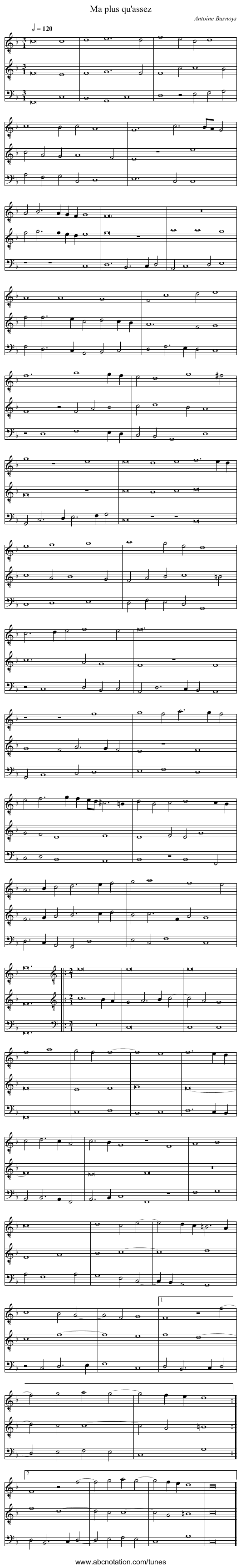 Ma plus qu'assez - staff notation