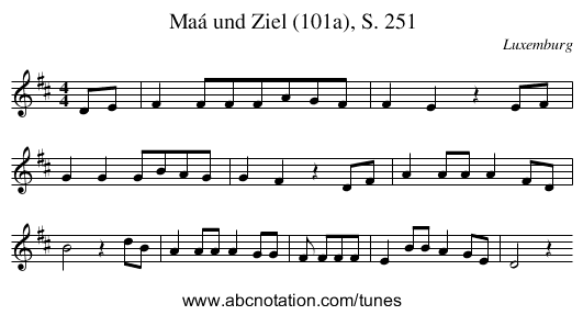 Maá und Ziel (101a), S. 251 - staff notation