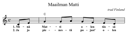 Maailman Matti - staff notation