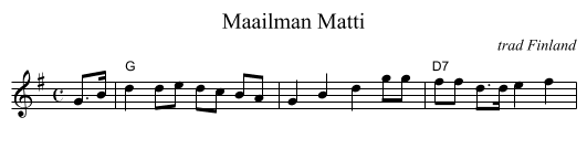 Maailman Matti - staff notation