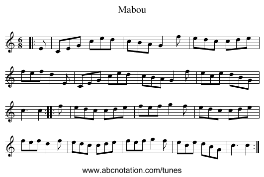 Mabou - staff notation