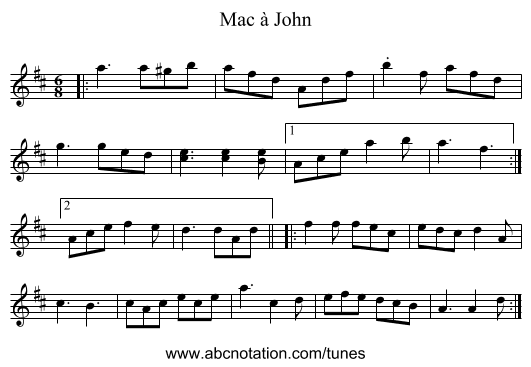 Mac à John - staff notation