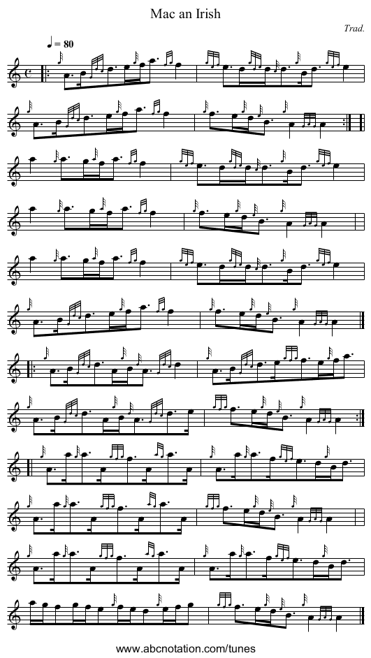 Mac an Irish - staff notation