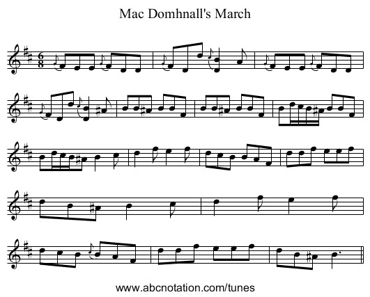 Mac Domhnall's March - staff notation