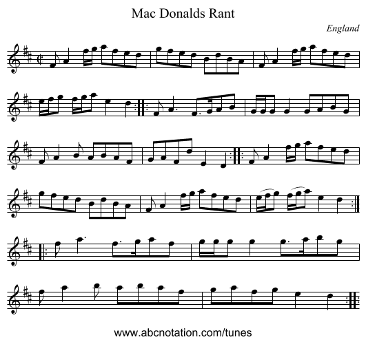 Mac Donalds Rant - staff notation