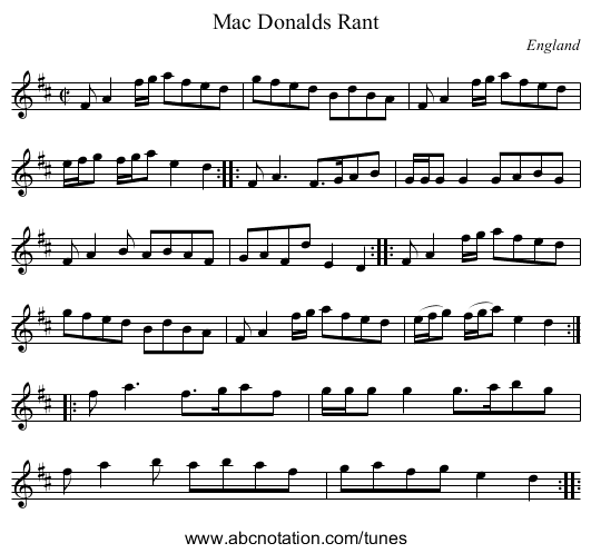 Mac Donalds Rant - staff notation