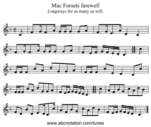Mac Forsets farewell - staff notation