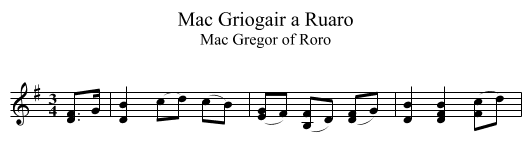 Mac Griogair a Ruaro - staff notation