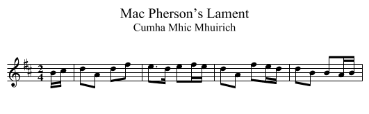 Mac Pherson’s Lament - staff notation