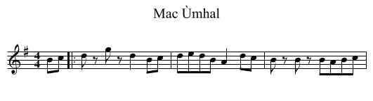 Mac Ùmhal - staff notation