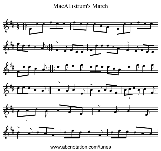 MacAllistrum's March - staff notation