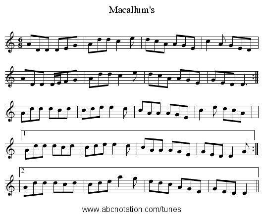 Macallum's - staff notation