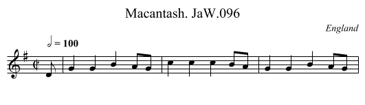 Macantash. JaW.096 - staff notation