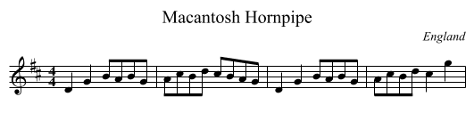 Macantosh Hornpipe - staff notation