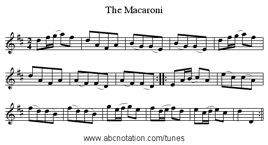 Macaroni, The - staff notation