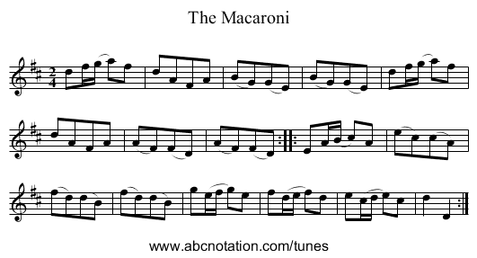 Macaroni, The - staff notation